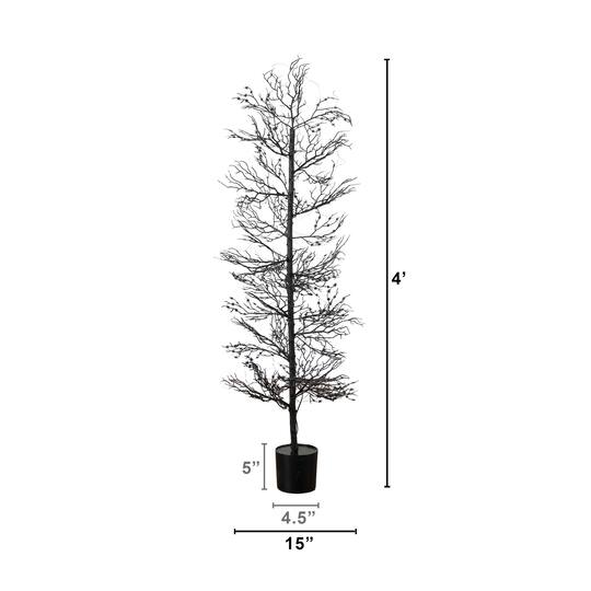 4ft. Pre-Lit Artificial Halloween Spider Twig Tree with 100 Orange & Purple LED Lights